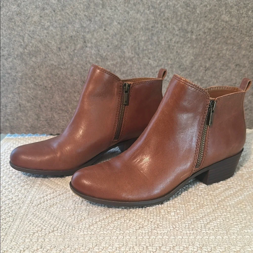 Lucky Brand size 8.5 Basel Toffee Brown Leather Ankle Booties - Picture 5 of 16